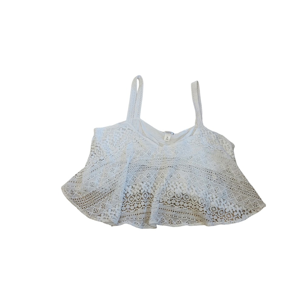 Decree Womens White Lace Crochet Tiered Camisole V-Neck Tank Top XL
